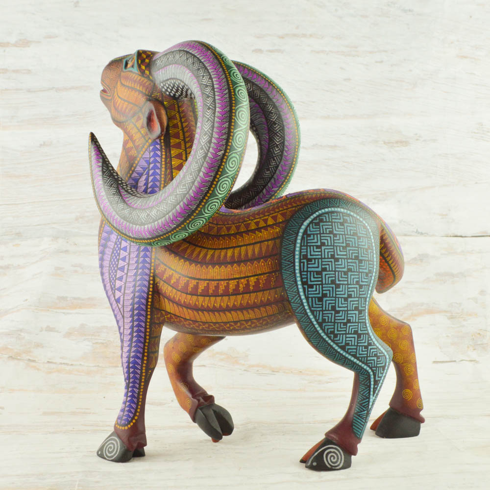 Ram Alebrije Oaxacan Wood Carving - Alebrije Huichol Mexican Folk art magiamexica.com