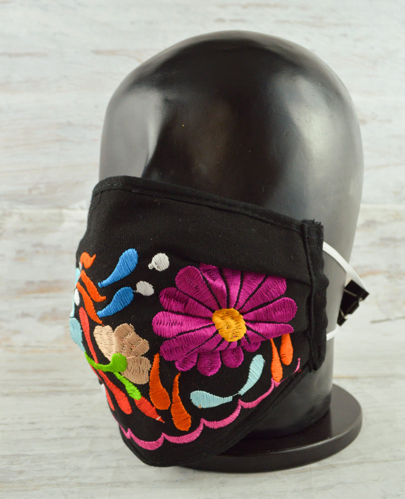 Face Mask Black - Alebrije Huichol Mexican Folk art magiamexica.com