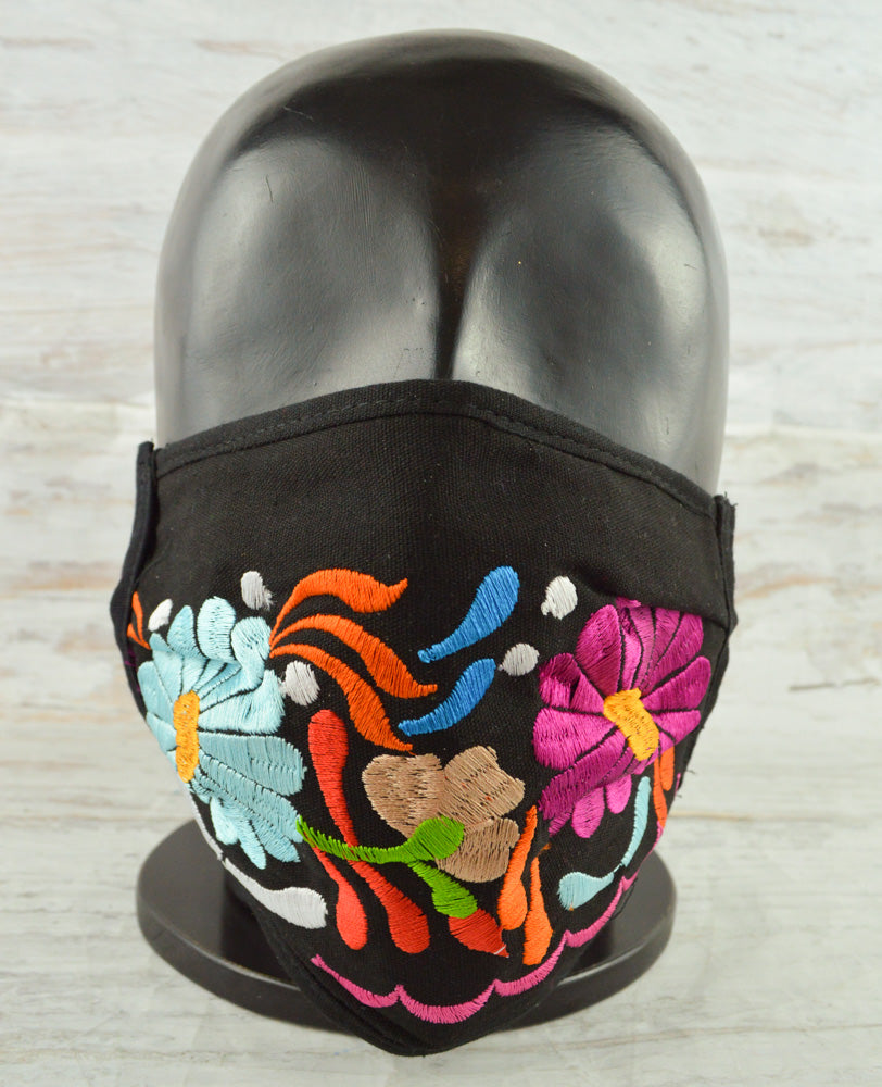 Face Mask Black - Alebrije Huichol Mexican Folk art magiamexica.com