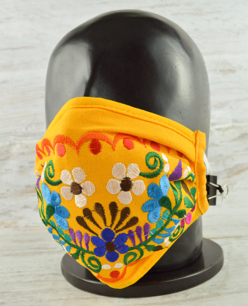 Face Mask Yellow - Alebrije Huichol Mexican Folk art magiamexica.com