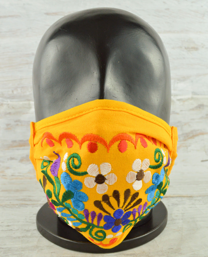 Face Mask Yellow - Alebrije Huichol Mexican Folk art magiamexica.com