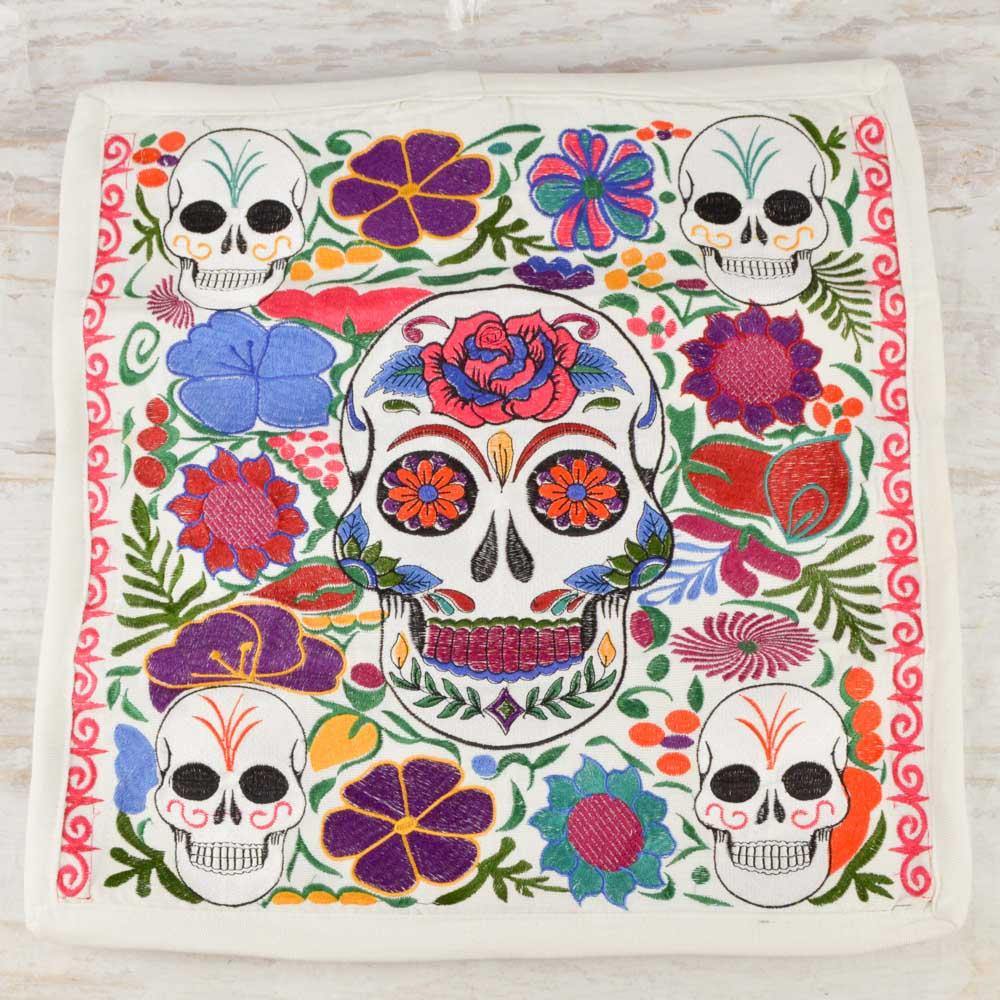 Embroidered Pillow Cover | White 1 - Magia Mexica