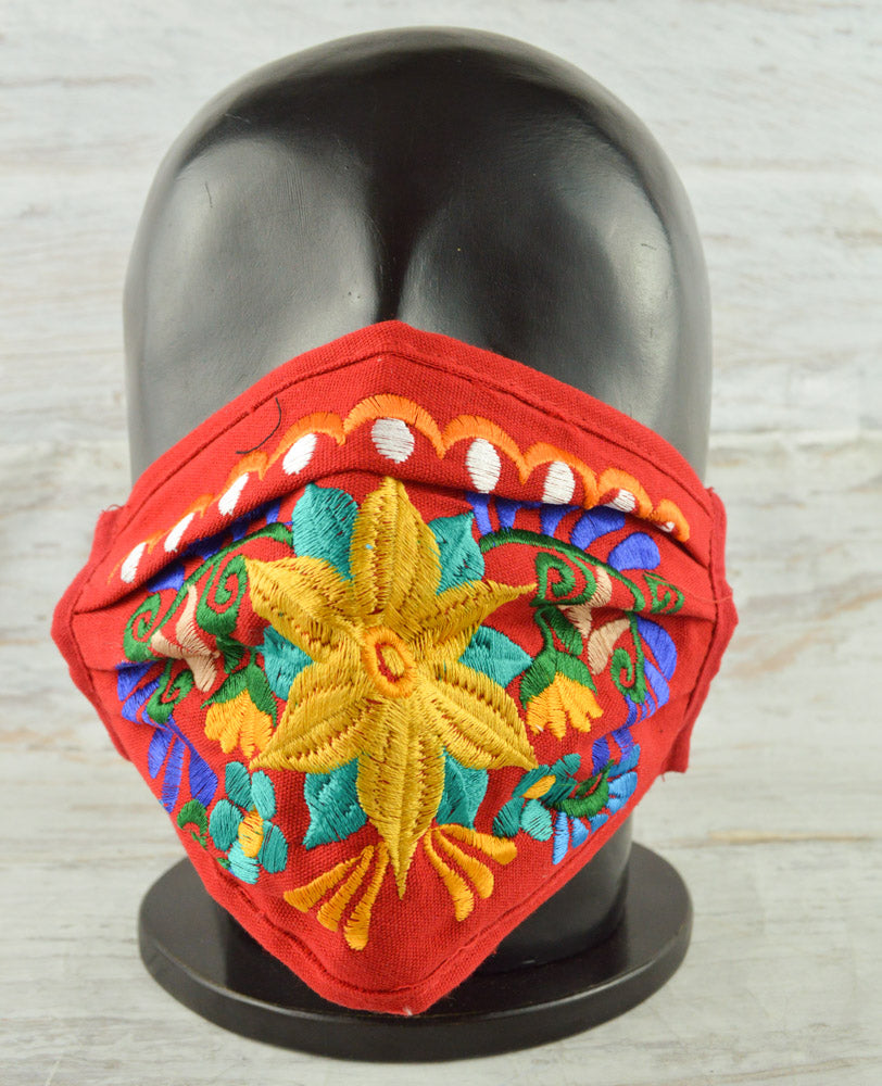 Face Mask Red - Alebrije Huichol Mexican Folk art magiamexica.com