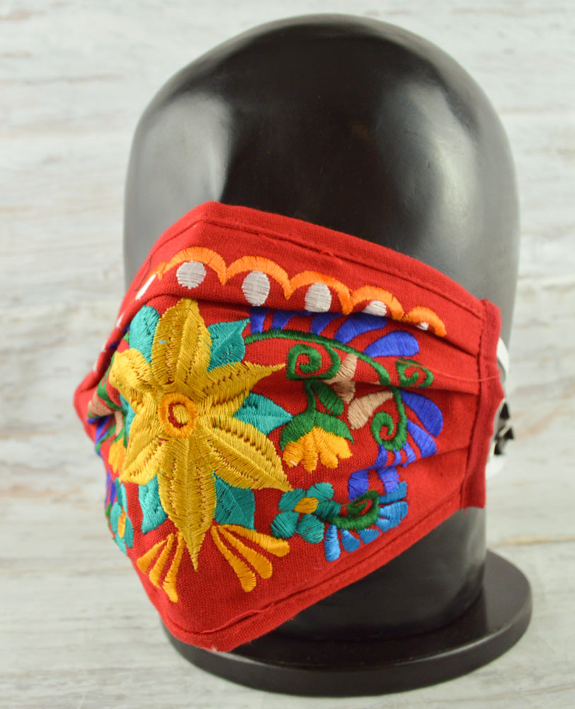 Face Mask Red - Alebrije Huichol Mexican Folk art magiamexica.com