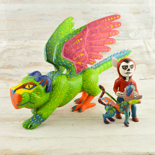 Alebrije Oaxacan Wood Carving Coco Set - Magia Mexica