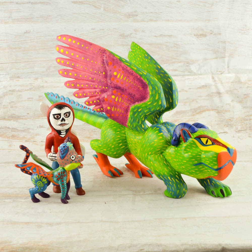 Alebrije Oaxacan Wood Carving Coco Set - Magia Mexica
