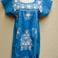 Embroidered Mexican Dress | Blue - Alebrije Huichol Mexican Folk art magiamexica.com