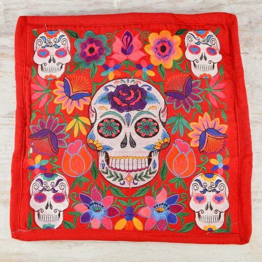 Embroidered Pillow Cover | Red 1 - Magia Mexica