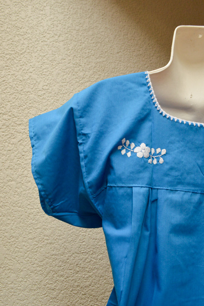 Embroidered Mexican Dress | Blue - Alebrije Huichol Mexican Folk art magiamexica.com