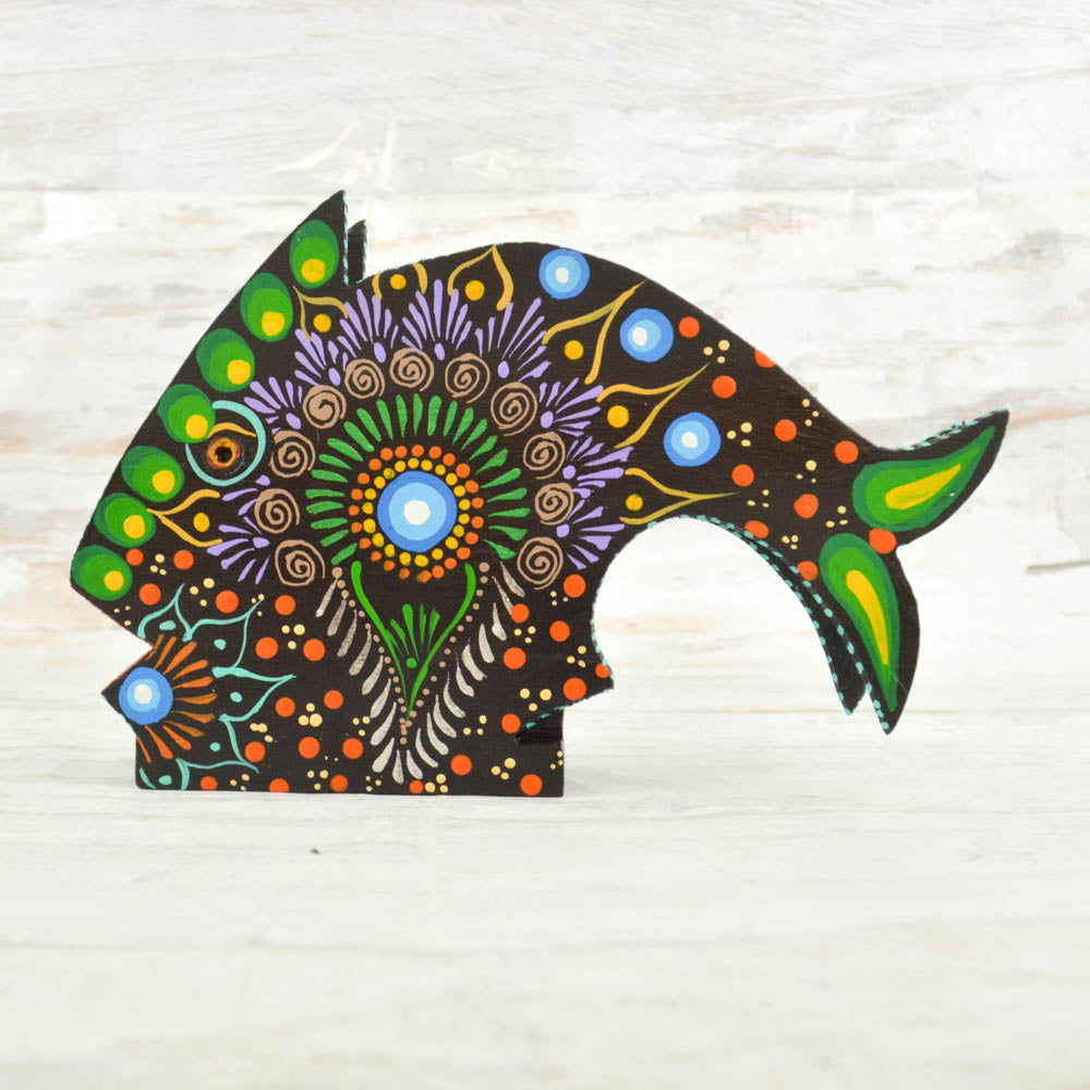 Fish Napkin Holder - Alebrije Huichol Mexican Folk art magiamexica.com