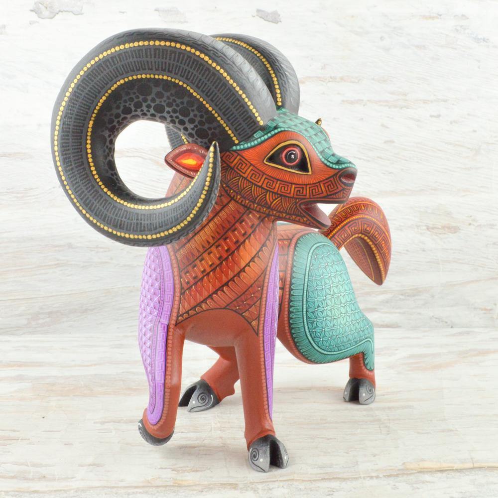 Alebrije Oaxacan Wood Carving Ram - Magia Mexica