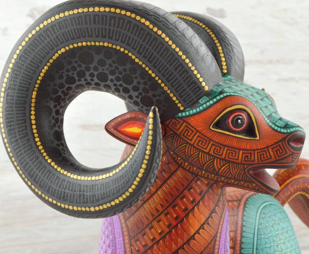 Alebrije Oaxacan Wood Carving Ram - Magia Mexica