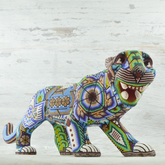 Huichol Beaded Animals Jaguar - Magia Mexica 