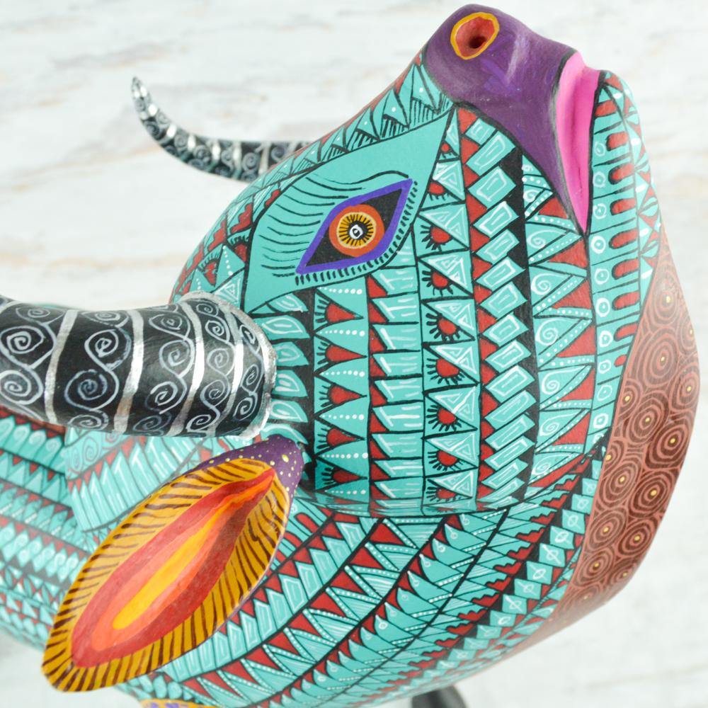 Bull Alebrije Oaxacan Wood Carving - Alebrije Huichol Mexican Folk art magiamexica.com