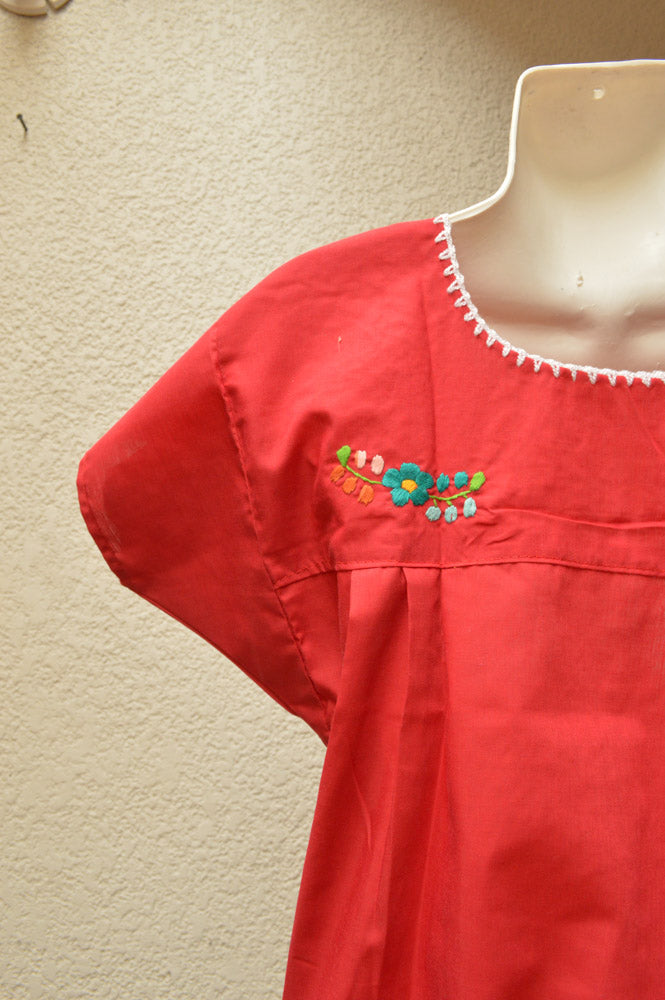 Embroidered Mexican Dress | Burgundy - Alebrije Huichol Mexican Folk art magiamexica.com