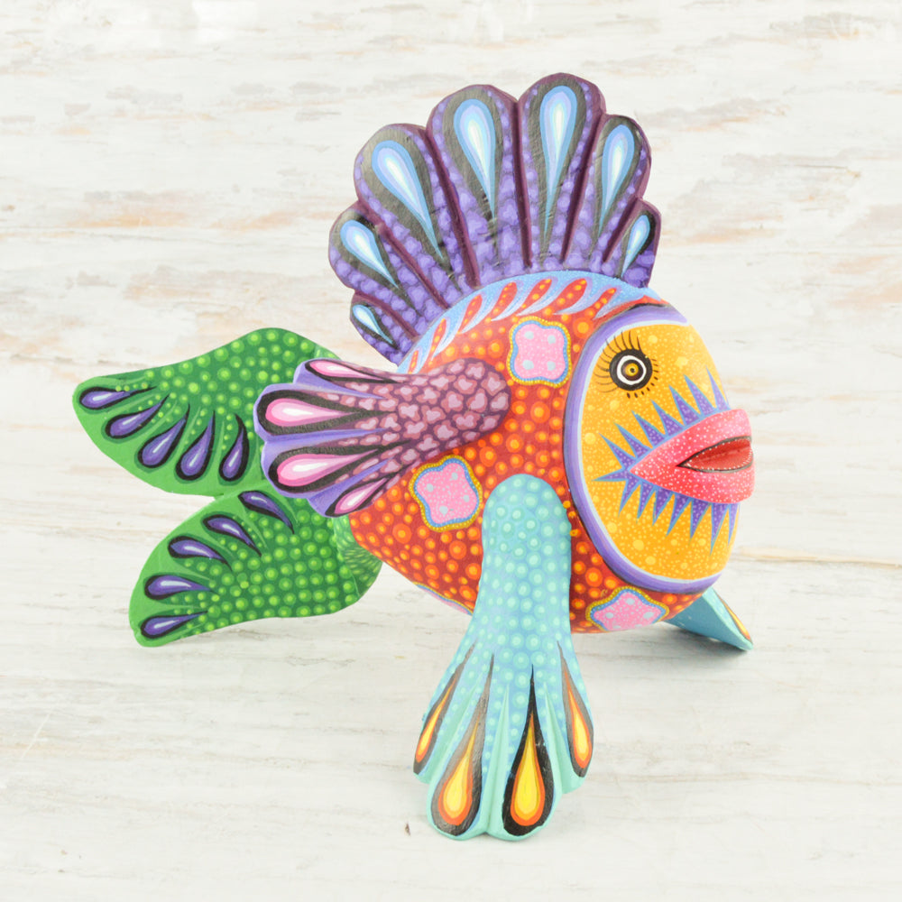 Fish Alebrije Oaxacan Wood Carving - Alebrije Huichol Mexican Folk art magiamexica.com