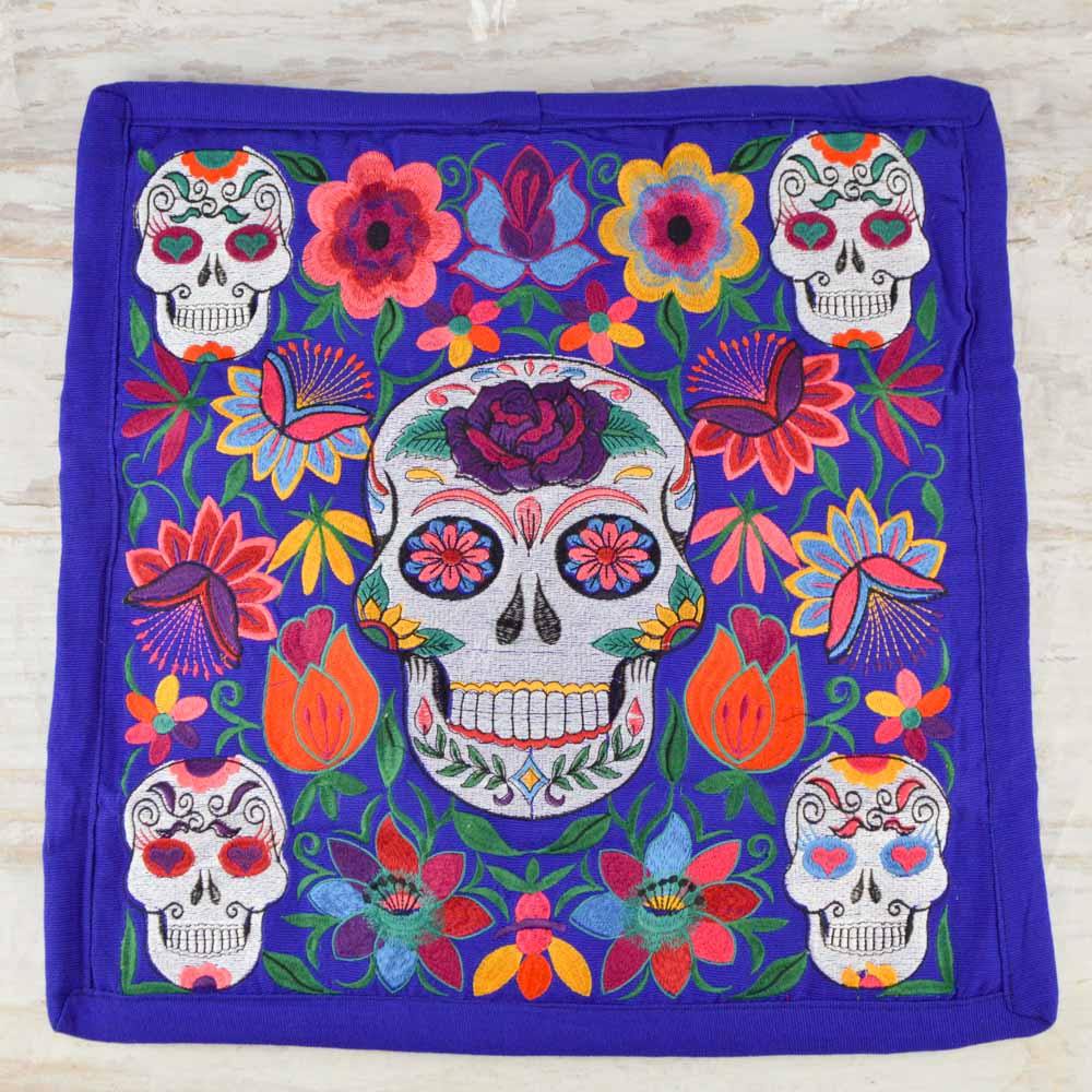 Embroidered Pillow Cover | Blue 1 - Magia Mexica