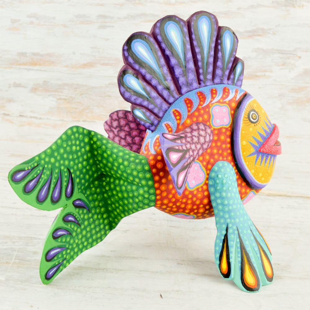 Fish Alebrije Oaxacan Wood Carving - Alebrije Huichol Mexican Folk art magiamexica.com