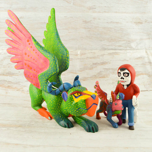 Alebrije Oaxacan Wood Carving Coco Set - Magia Mexica