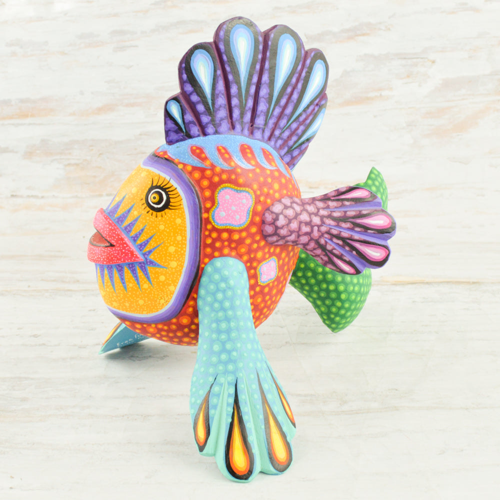 Fish Alebrije Oaxacan Wood Carving - Alebrije Huichol Mexican Folk art magiamexica.com