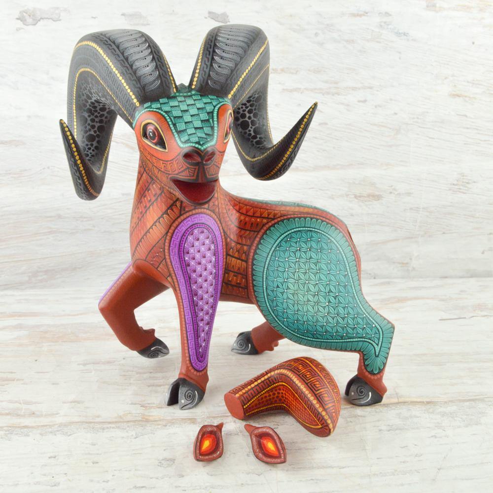Alebrije Oaxacan Wood Carving Ram - Magia Mexica