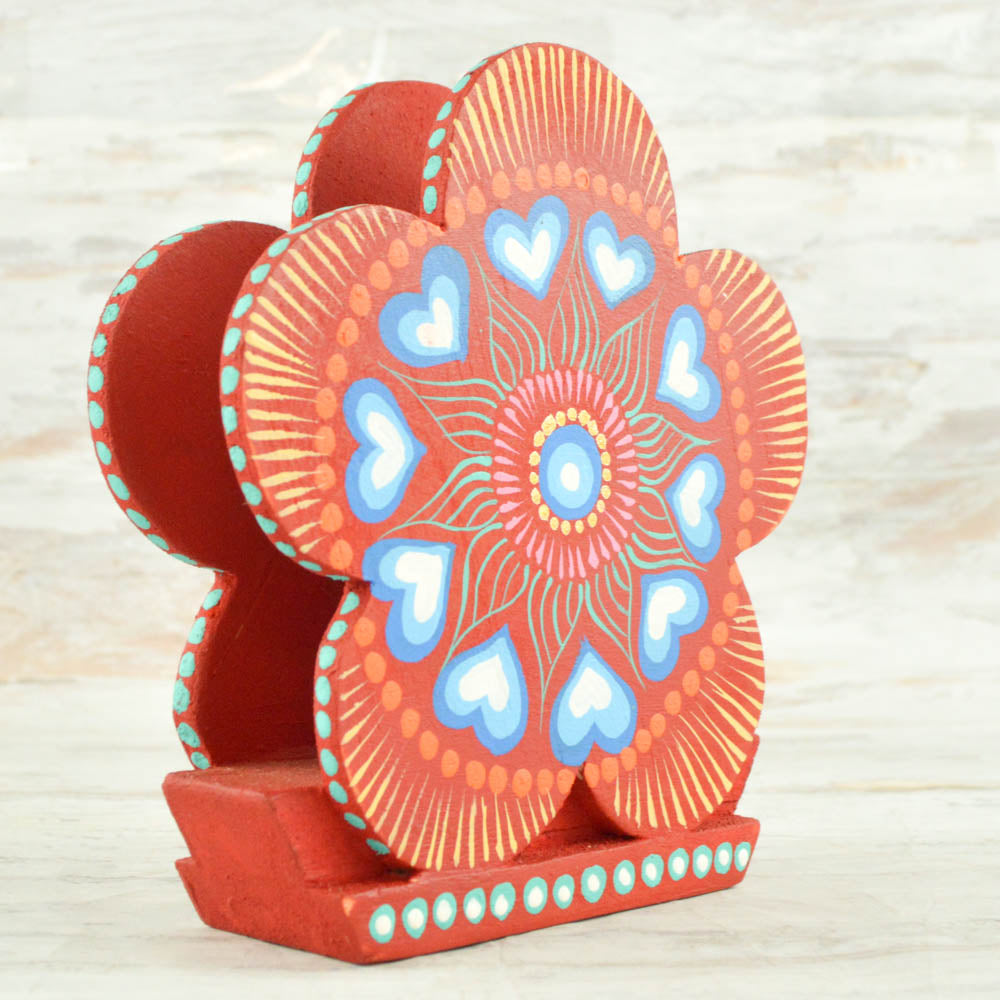 Flower Napkin Holder - Alebrije Huichol Mexican Folk art magiamexica.com