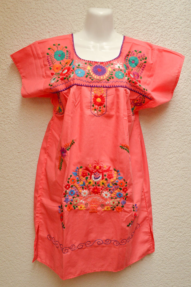 Embroidered Mexican Dress | Strawberry - Alebrije Huichol Mexican Folk art magiamexica.com