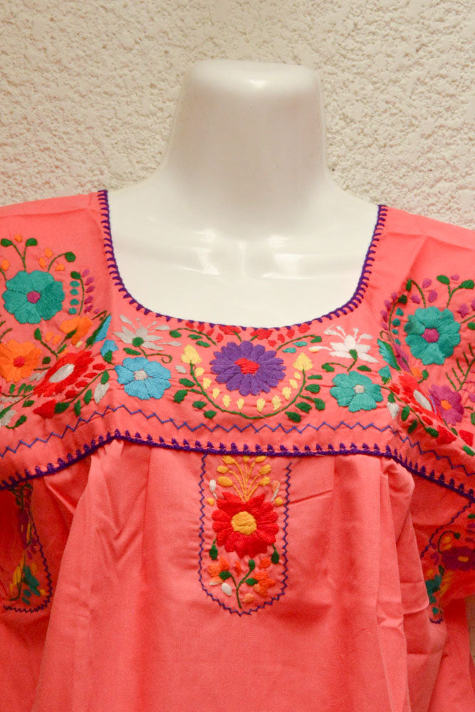 Embroidered Mexican Dress | Strawberry - Alebrije Huichol Mexican Folk art magiamexica.com