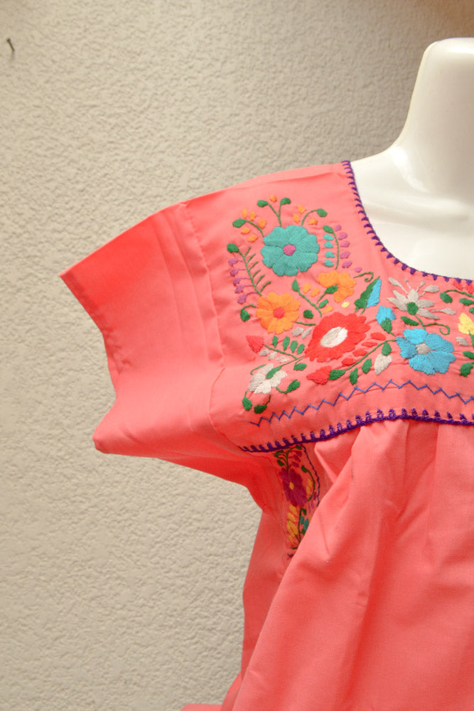 Embroidered Mexican Dress | Strawberry - Alebrije Huichol Mexican Folk art magiamexica.com