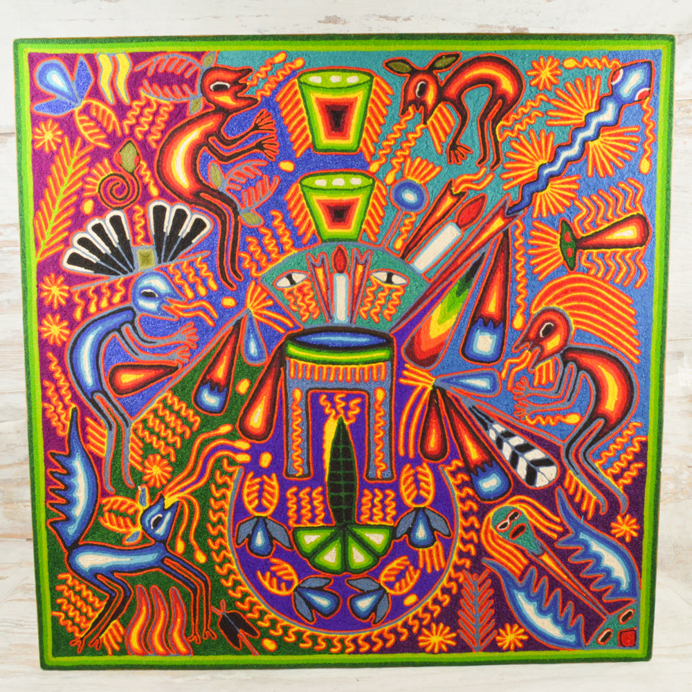 Yarn Painting Huichol Art 23" - Alebrije Huichol Mexican Folk art magiamexica.com