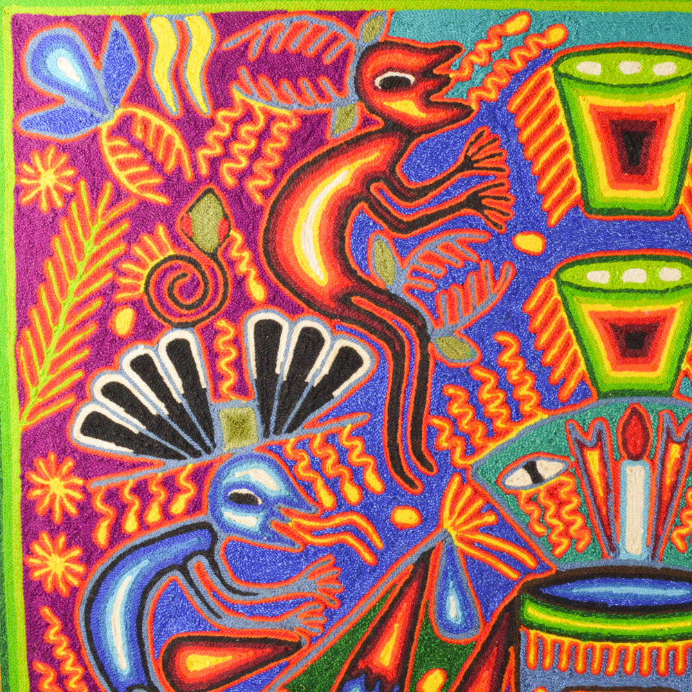 Yarn Painting Huichol Art 23" - Alebrije Huichol Mexican Folk art magiamexica.com