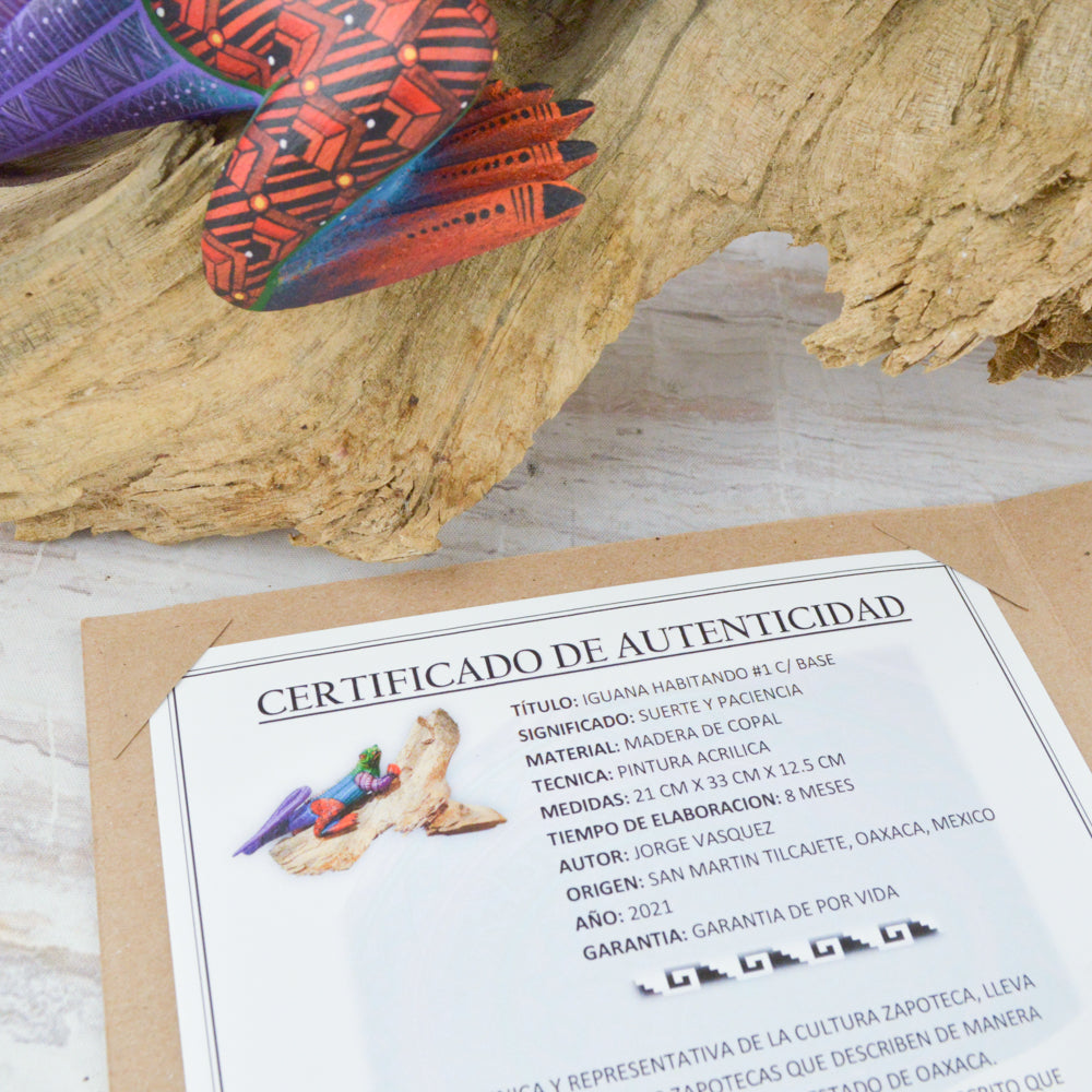 Alebrije Oaxacan Wood Carving Iguana - Magia Mexica