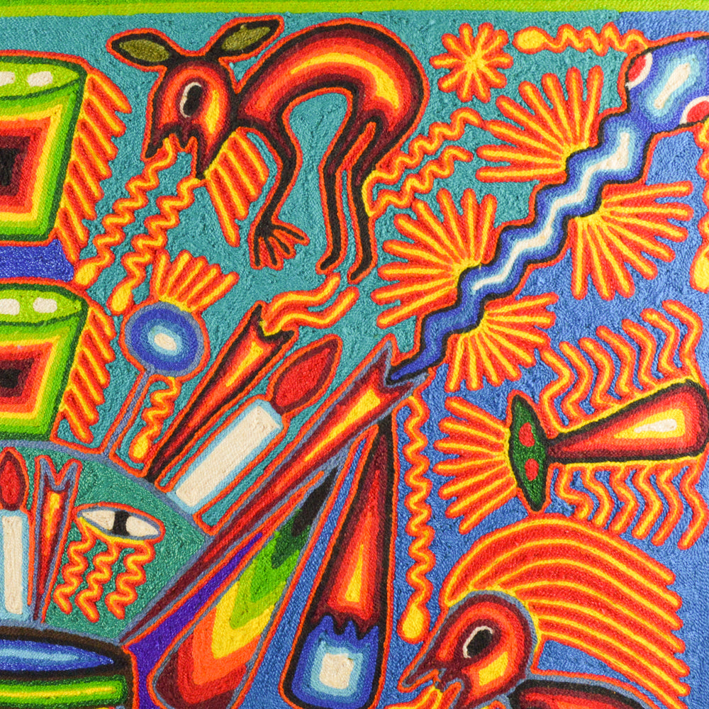Yarn Painting Huichol Art 23" - Alebrije Huichol Mexican Folk art magiamexica.com