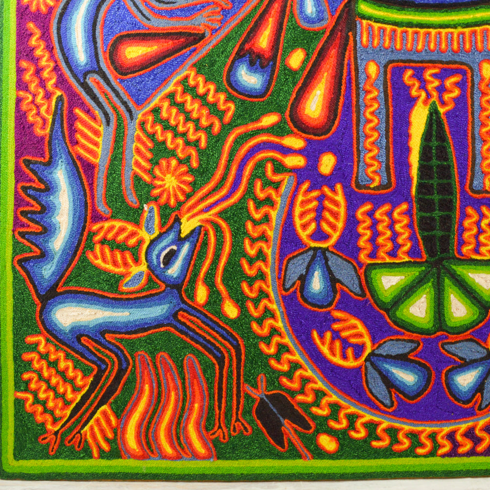 Yarn Painting Huichol Art 23" - Alebrije Huichol Mexican Folk art magiamexica.com