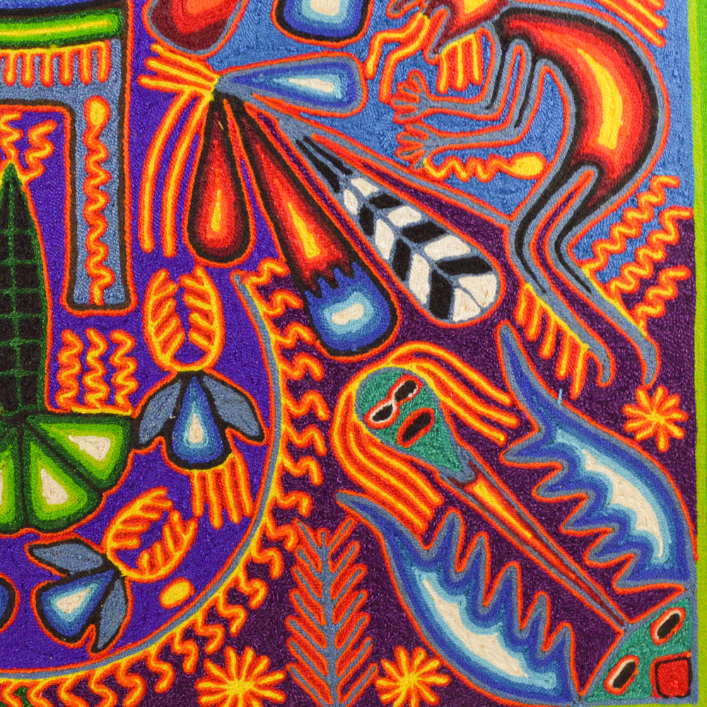 Yarn Painting Huichol Art 23" - Alebrije Huichol Mexican Folk art magiamexica.com
