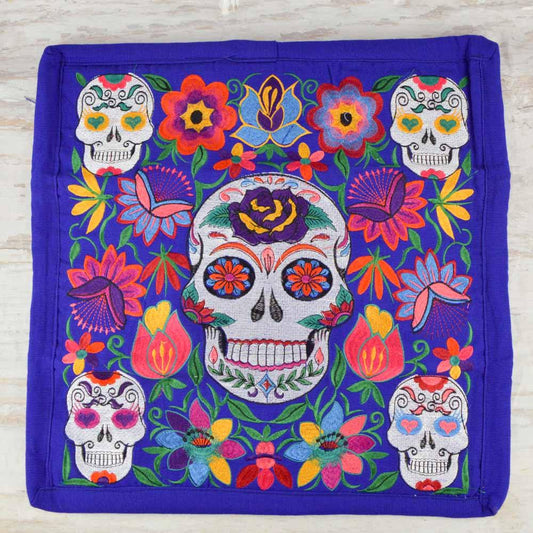 Embroidered Pillow Cover | Blue 2 - Magia Mexica