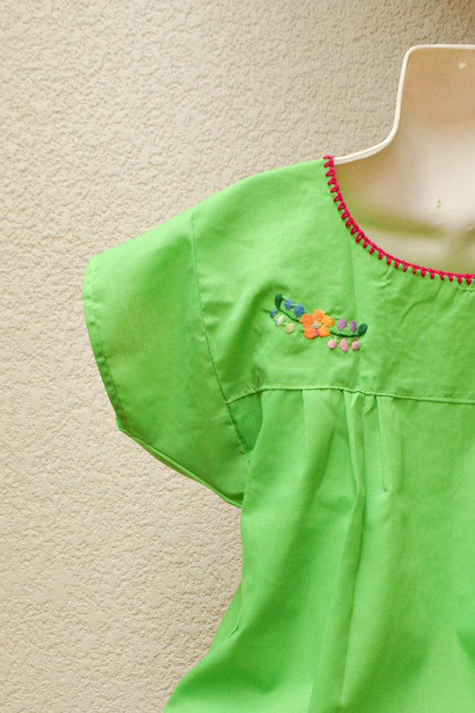 Embroidered Mexican Dress | Green - Alebrije Huichol Mexican Folk art magiamexica.com