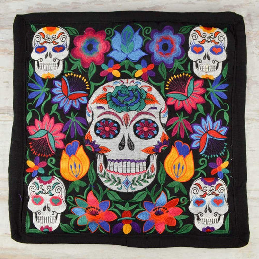 Embroidered Pillow Cover | Black 3 - Magia Mexica