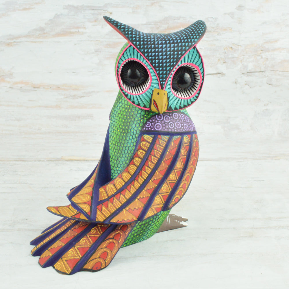 Owl Alebrije Oaxacan Wood Carving - Alebrije Huichol Mexican Folk art magiamexica.com