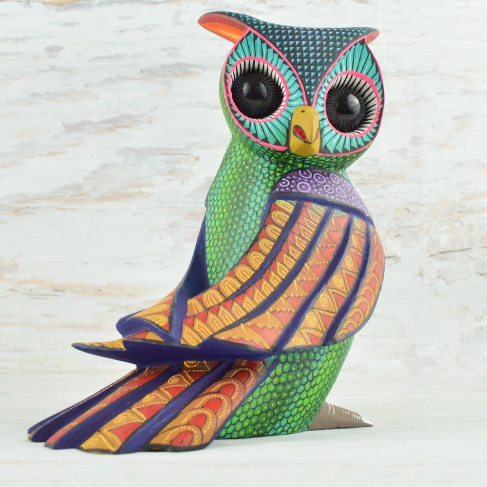 Owl Alebrije Oaxacan Wood Carving - Alebrije Huichol Mexican Folk art magiamexica.com