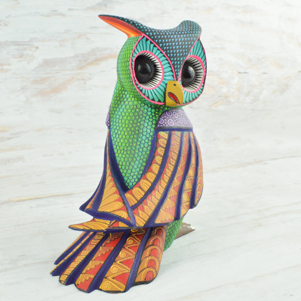 Owl Alebrije Oaxacan Wood Carving - Alebrije Huichol Mexican Folk art magiamexica.com