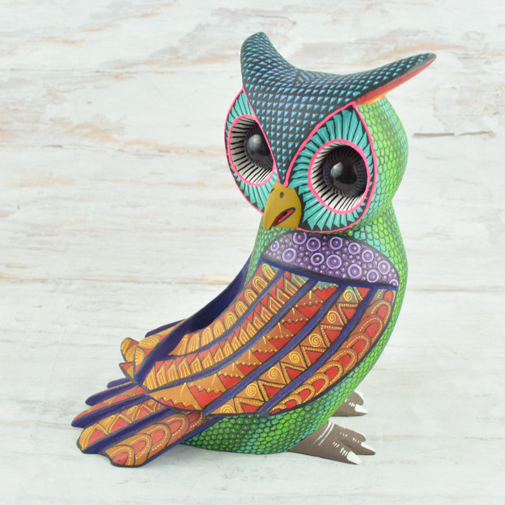 Owl Alebrije Oaxacan Wood Carving - Alebrije Huichol Mexican Folk art magiamexica.com