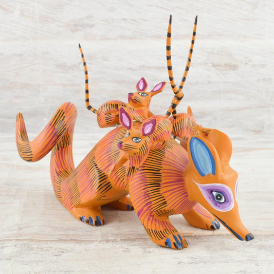 Alebrije Oaxacan Wood Carving Tlacuache - Magia Mexica