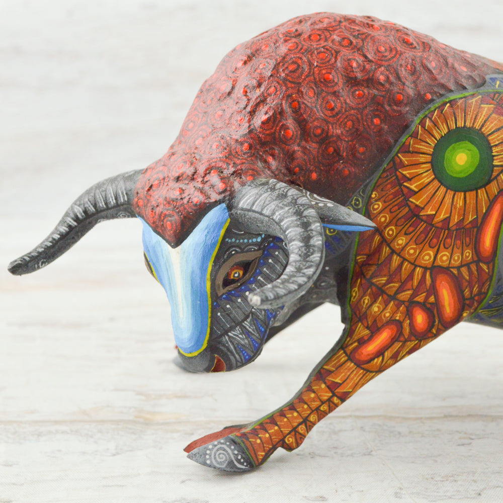 Alebrije Oaxacan Wood Carving Bull - Magia Mexica