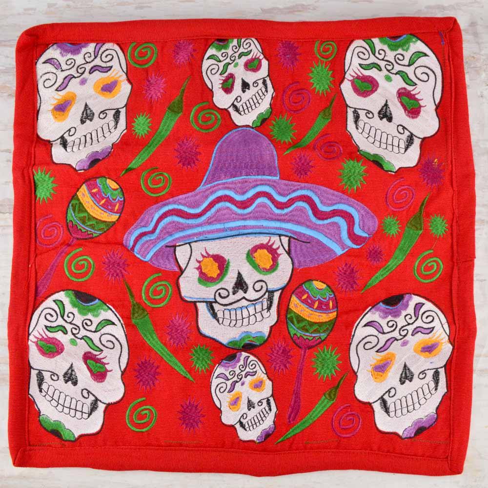 Embroidered Pillow Cover | Red 3 - Magia Mexica
