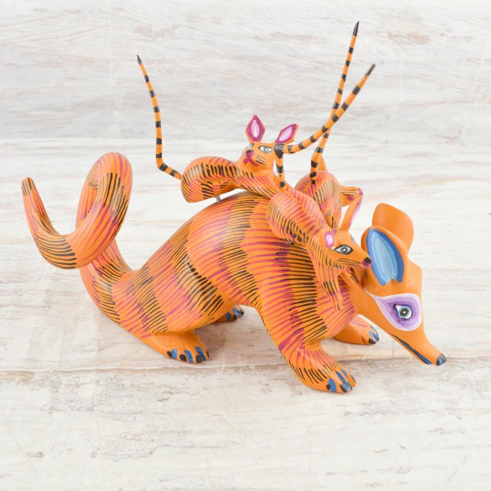 Alebrije Oaxacan Wood Carving Tlacuache - Magia Mexica