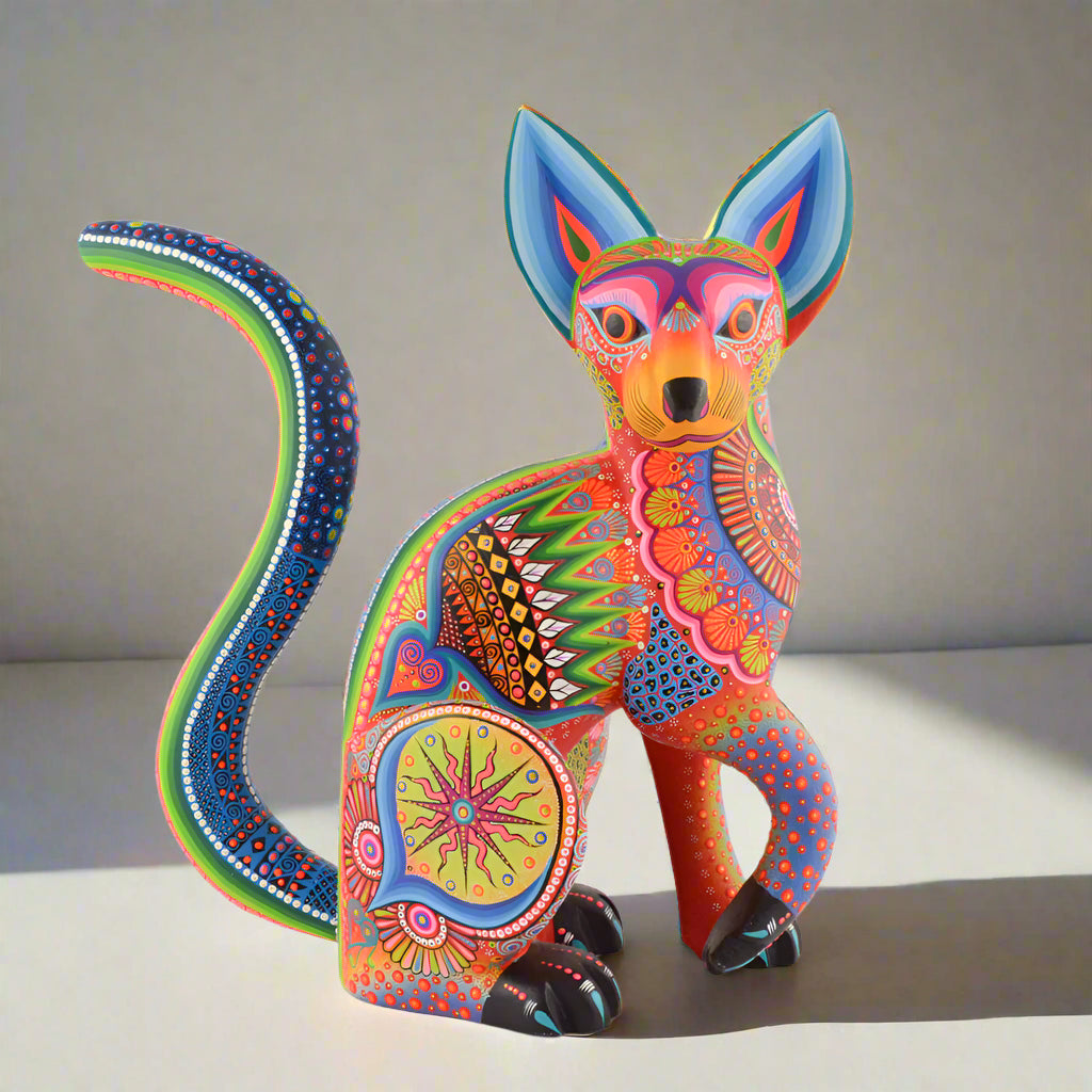 Cat Alebrije Oaxacan Wood Carving - magiamexica.com