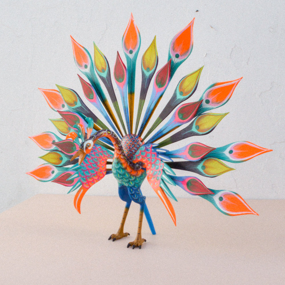 Peacock Alebrije Wood Carving - magiamexica.com