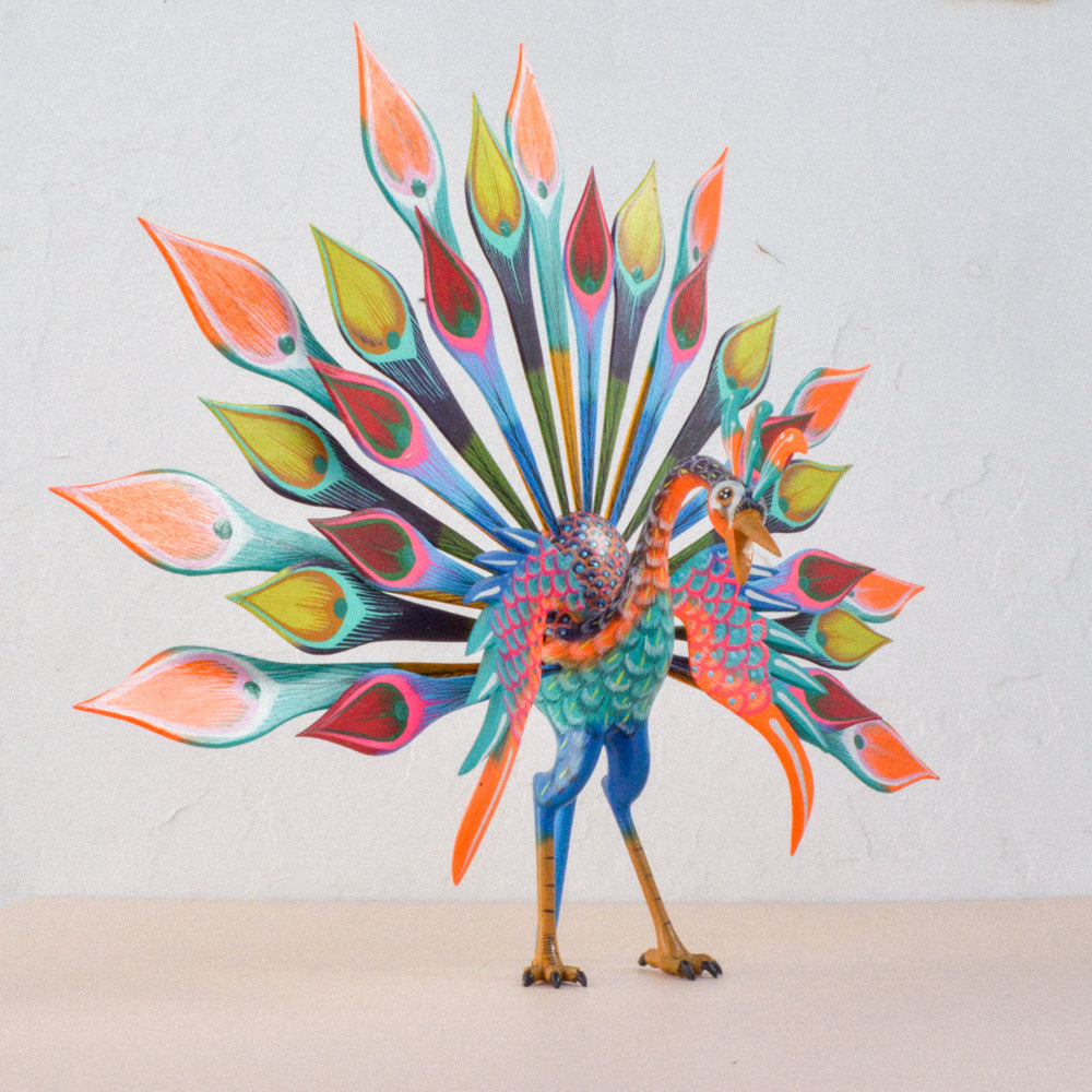 Peacock Alebrije Wood Carving - magiamexica.com
