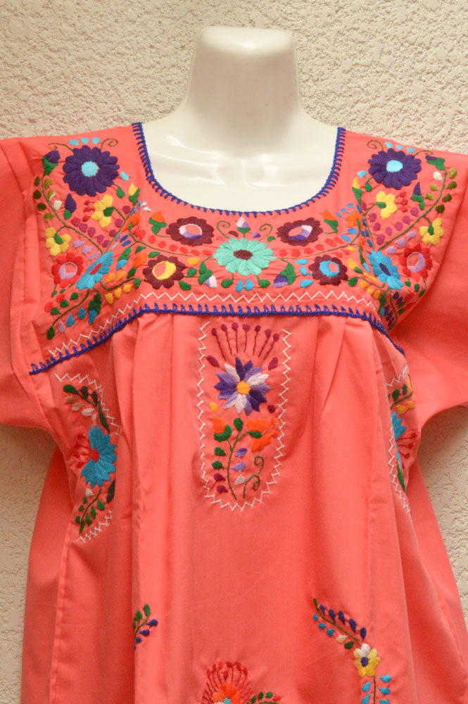 Embroidered Mexican Dress | Strawberry - Alebrije Huichol Mexican Folk art magiamexica.com